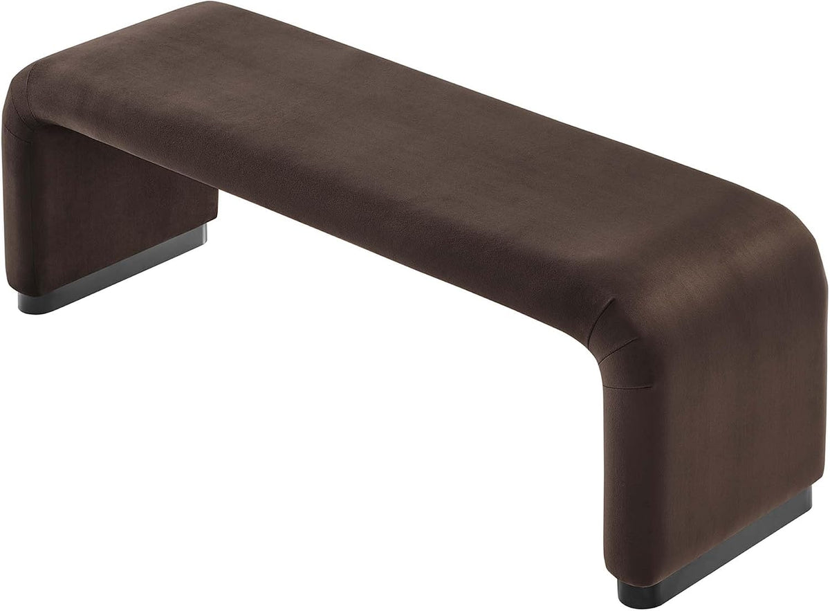 Modway EEI-6734-BLK-CHB Koda Performance Velvet Waterfall Long Bench, Black Chocolate Brown