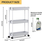 SPACEKEEPER Slim Rolling Storage Cart, 3 Tier Bathroom Cart Organizer, Gray