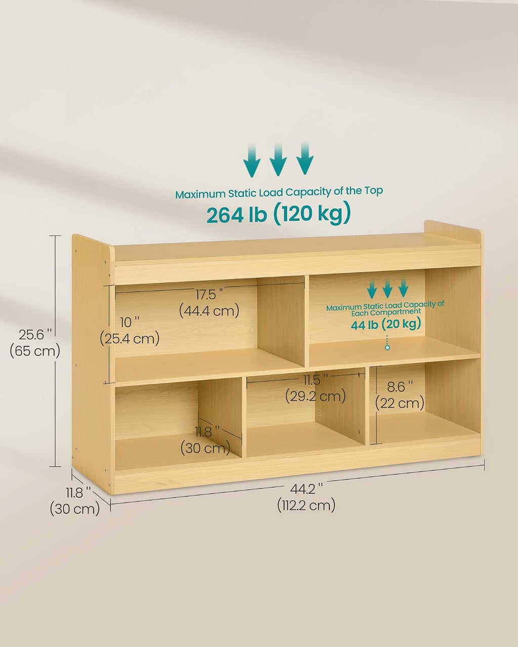 SONGMICS Kids' Toy Storage Shelf, Montessori Shelf with 5 compartments