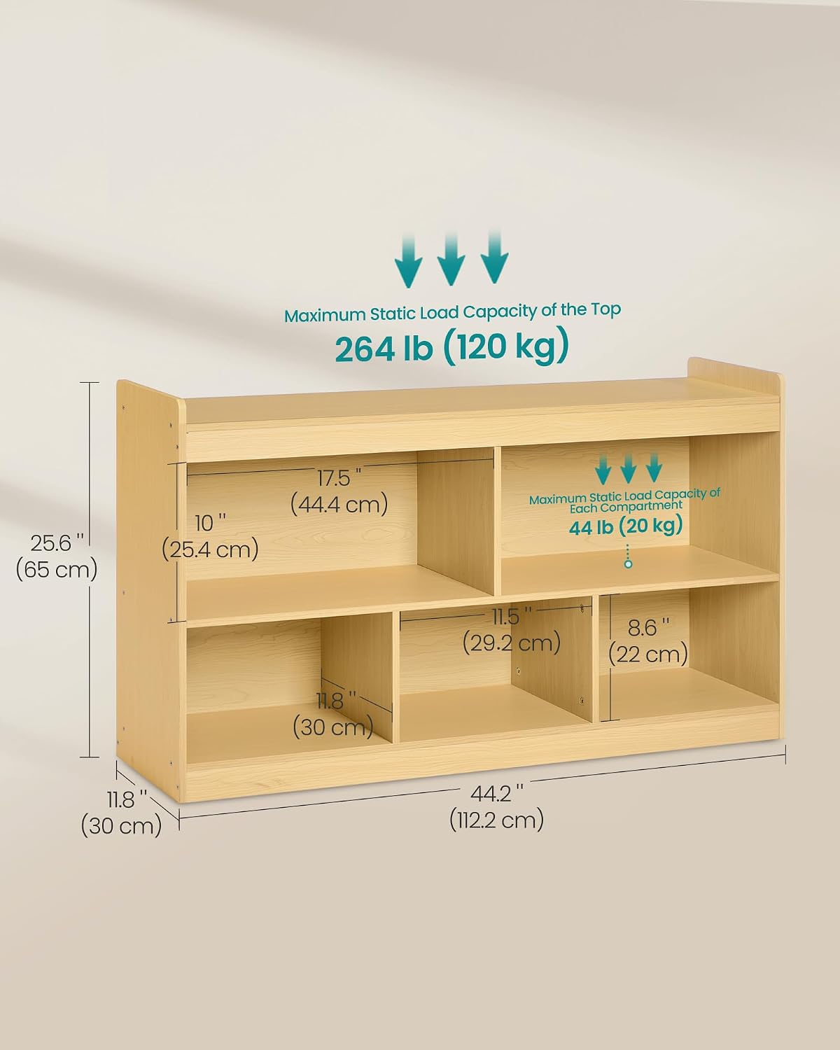 SONGMICS Kids' Toy Storage Shelf, Montessori Shelf with 5 compartments