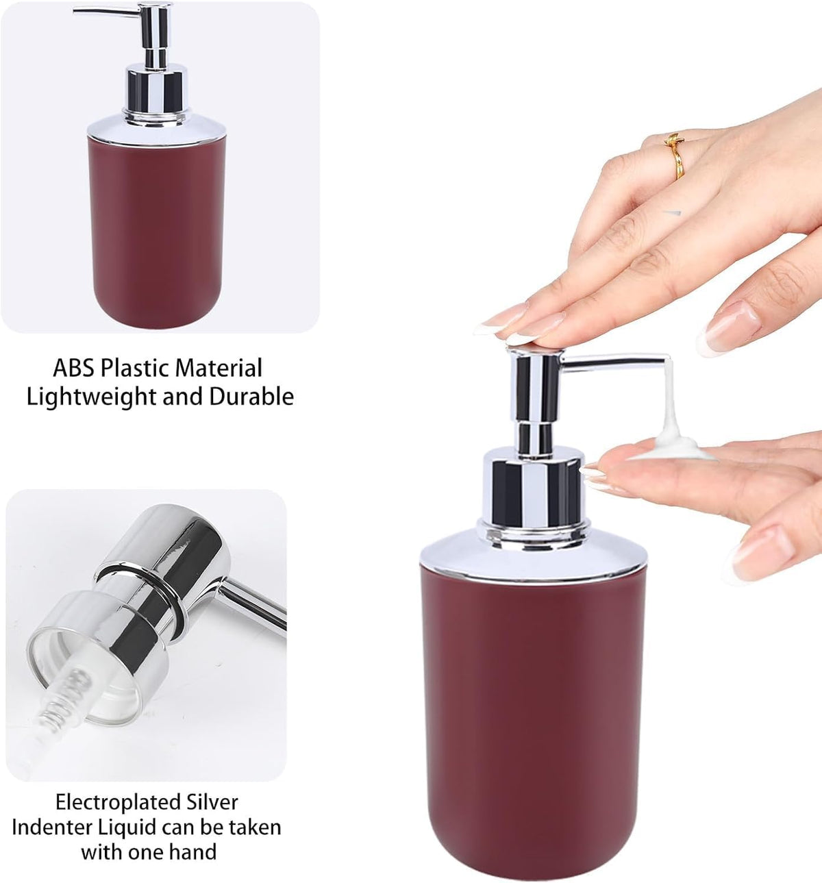 LGURT Red Bath Accessories Set — 4-Pc Dispenser, Toothbrush Holder & Cup