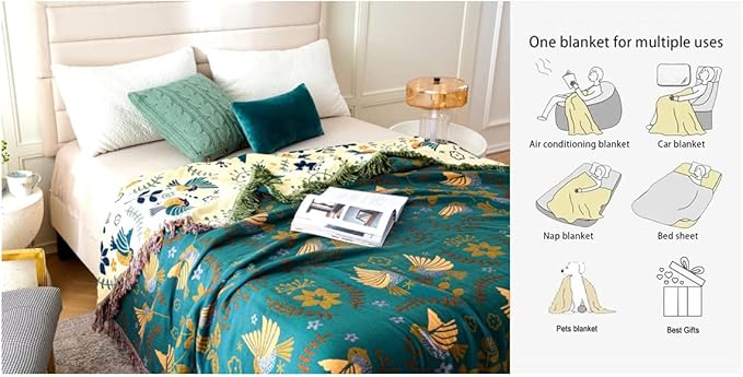 MSGKV Boho Throw Blanket 100% Cotton Blankets - Image 8