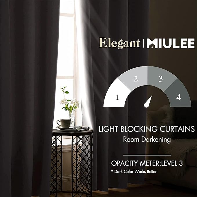 MIULEE 90" Long Room Darkening Curtains Thermal Insulated Drapes Solid Window - Image 2
