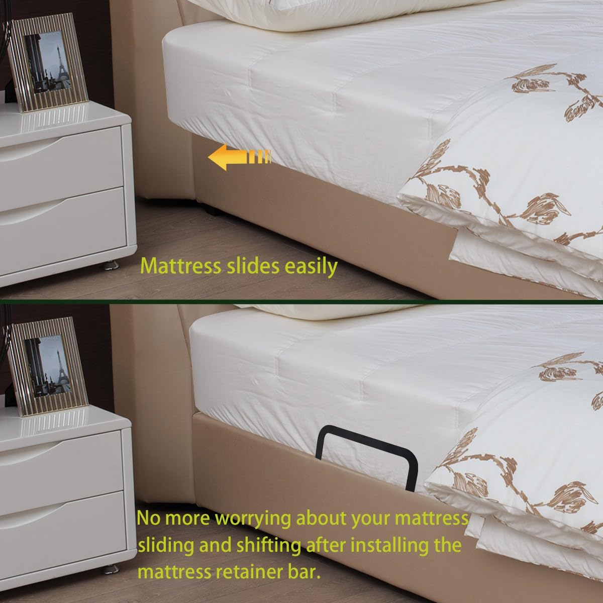 2 Pcs Mattress Slide Stopper,Retainer Bar Bracket Prevents Mattress Sliding