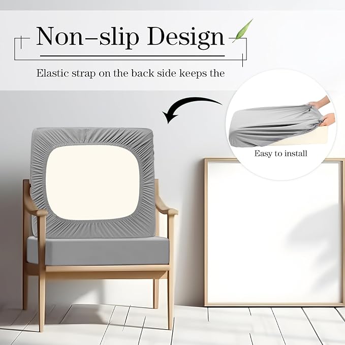 Newwiee Set of 4 Stretch Patio Cushion Covers Sofa Couch Seat Chair Slipcovers - Image 5