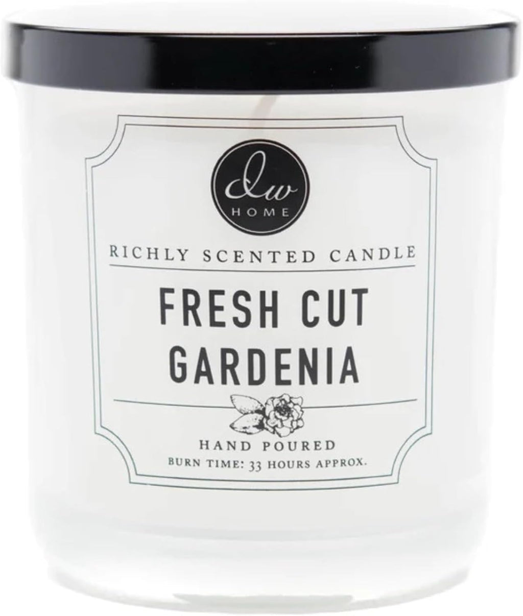 DW Home Fresh Cut Gardenia Scented Candle, 9 oz, Hand-Poured Single Wick Jar, Up to 33-Hour Burn Time, Gardenia and Jasmine Floral Fragrance for Relaxation and Gifting