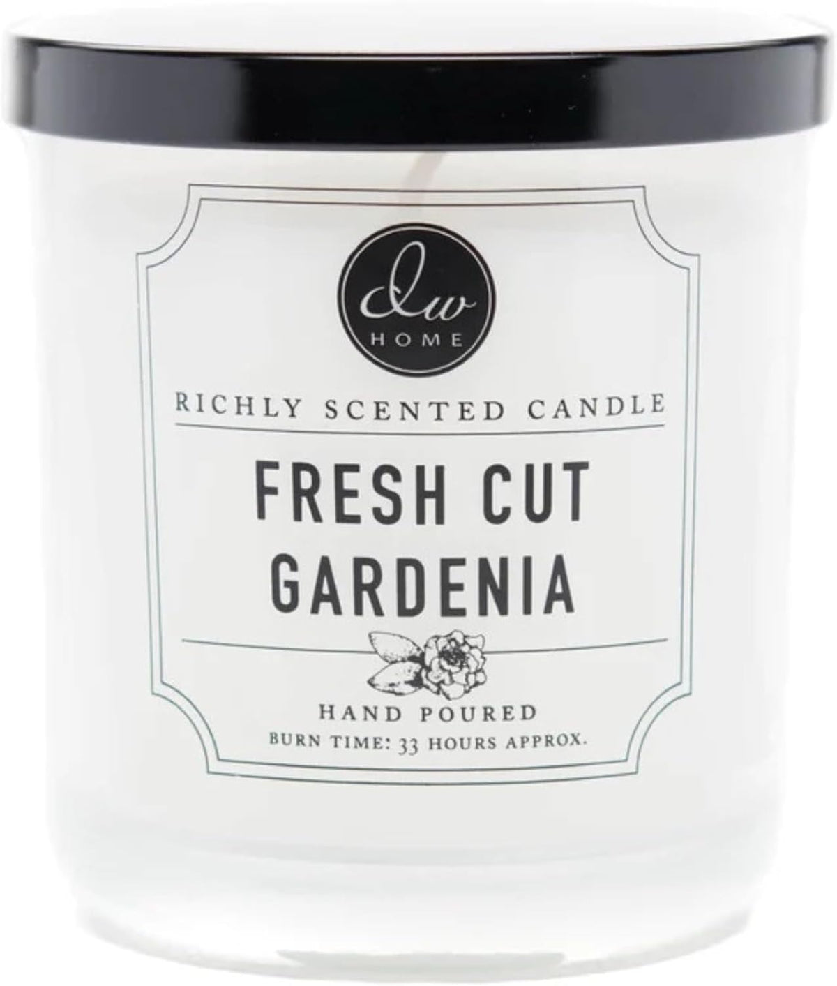 DW Home Fresh Cut Gardenia Scented Candle, 9 oz, Hand-Poured Single Wick Jar, Up to 33-Hour Burn Time, Gardenia and Jasmine Floral Fragrance for Relaxation and Gifting
