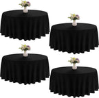 4 Pack 90 Inch Round Tablecloth Polyester Washable Table Covers for Wedding Dining Table Buffet Parties Banquet Decor（Champagne）