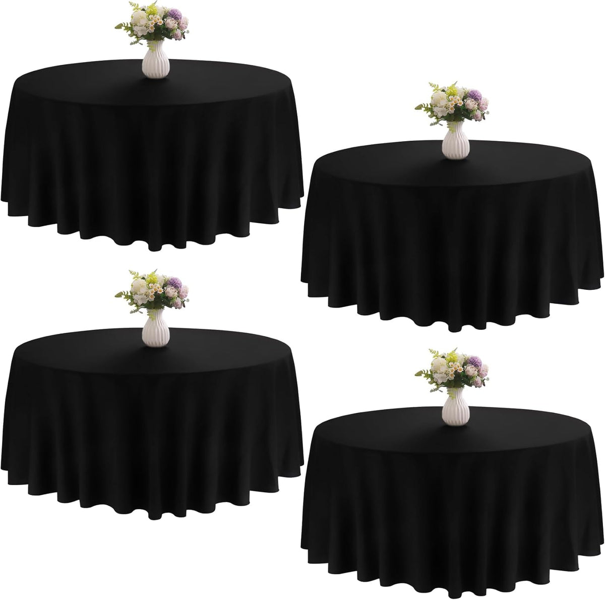 4 Pack 90 Inch Round Tablecloth Polyester Washable Table Covers for Wedding Dining Table Buffet Parties Banquet Decor（Champagne）