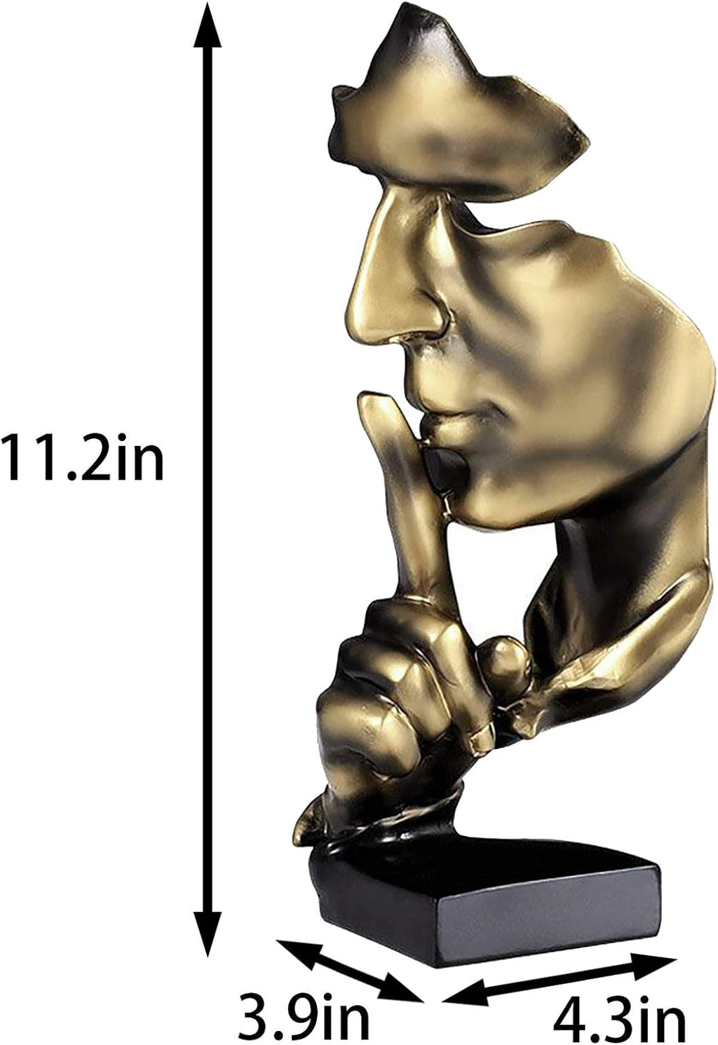 aboxoo Thinker Statue, Silence is Gold Abstract Art Figurine(Gold)
