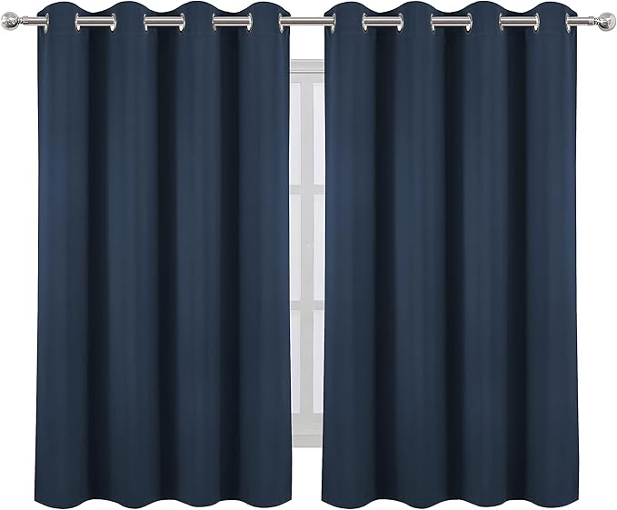 LEMOMO Navy Blue Blackout Curtains/52 x 45 Inch/Set of 2 Panels Room Darkening - Image 2