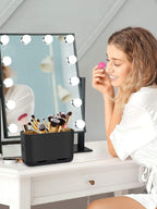 Black Toothbrush Holder with Drainage, Bathroom Organizer, Large