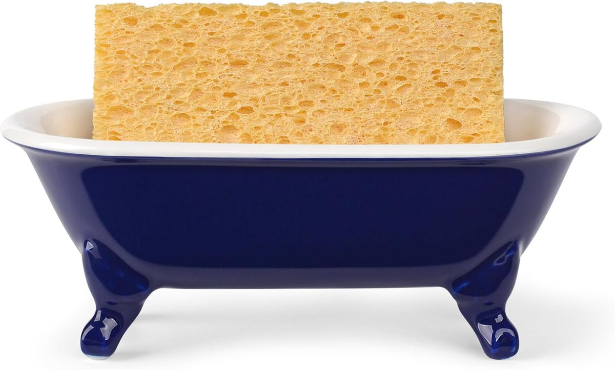 6.5" Mini Clawfoot Bathtub Soap Dish,Bar Soap Holder,Navy Blue