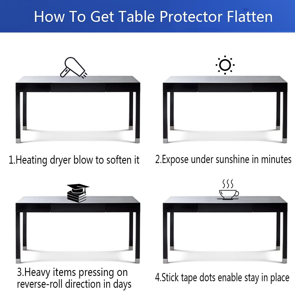 28x60 inch Clear Plastic Dining Room Table Protector PVC Table Cover Mat Desk Pad Mat Rectangular Plastic Outdoor Table Top Protector PVC Table Pad for Coffee Table Kitchen Countertop Bench Entryway