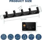VAEHOLD Black Hat and Coat Wall Mount Rack 5 Hooks for Robes, Bags, Keys, and Towels Bathroom Towel Hanger Organizer (1 Pack)