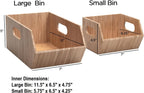 MobileVision Bamboo Storage Bins for Pantry & Kitchen Cabinet Organizer Multi-Purpose 2 PC Stackable Set for Canned Goods, Vegetables, Pouches, Boxed Meals & more
