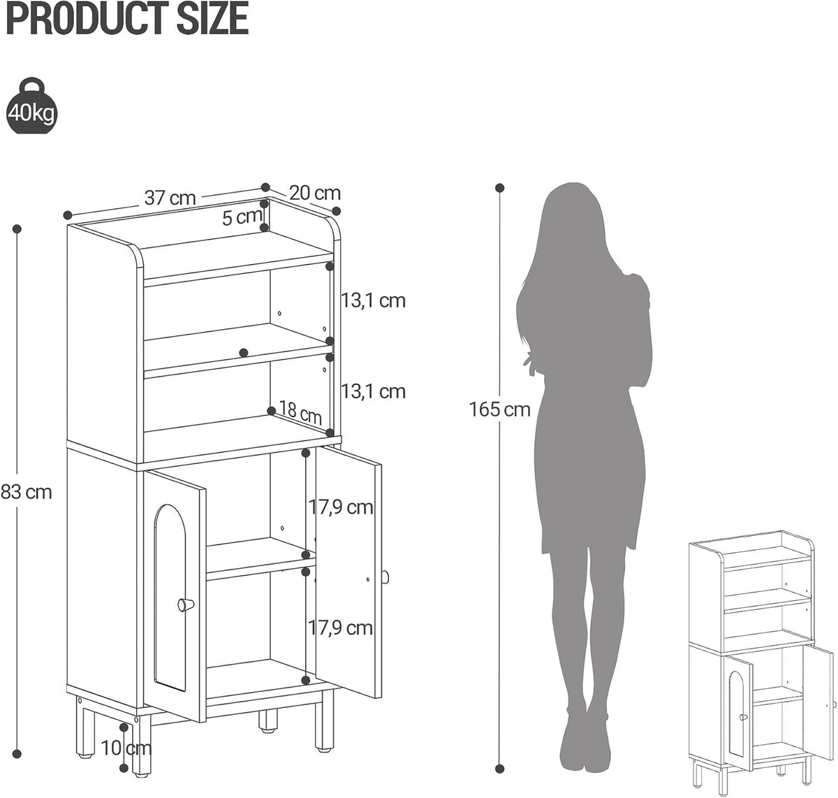 Hzuaneri Bathroom Storage Cabinet, Small Floor Cabinet with 2 Door
