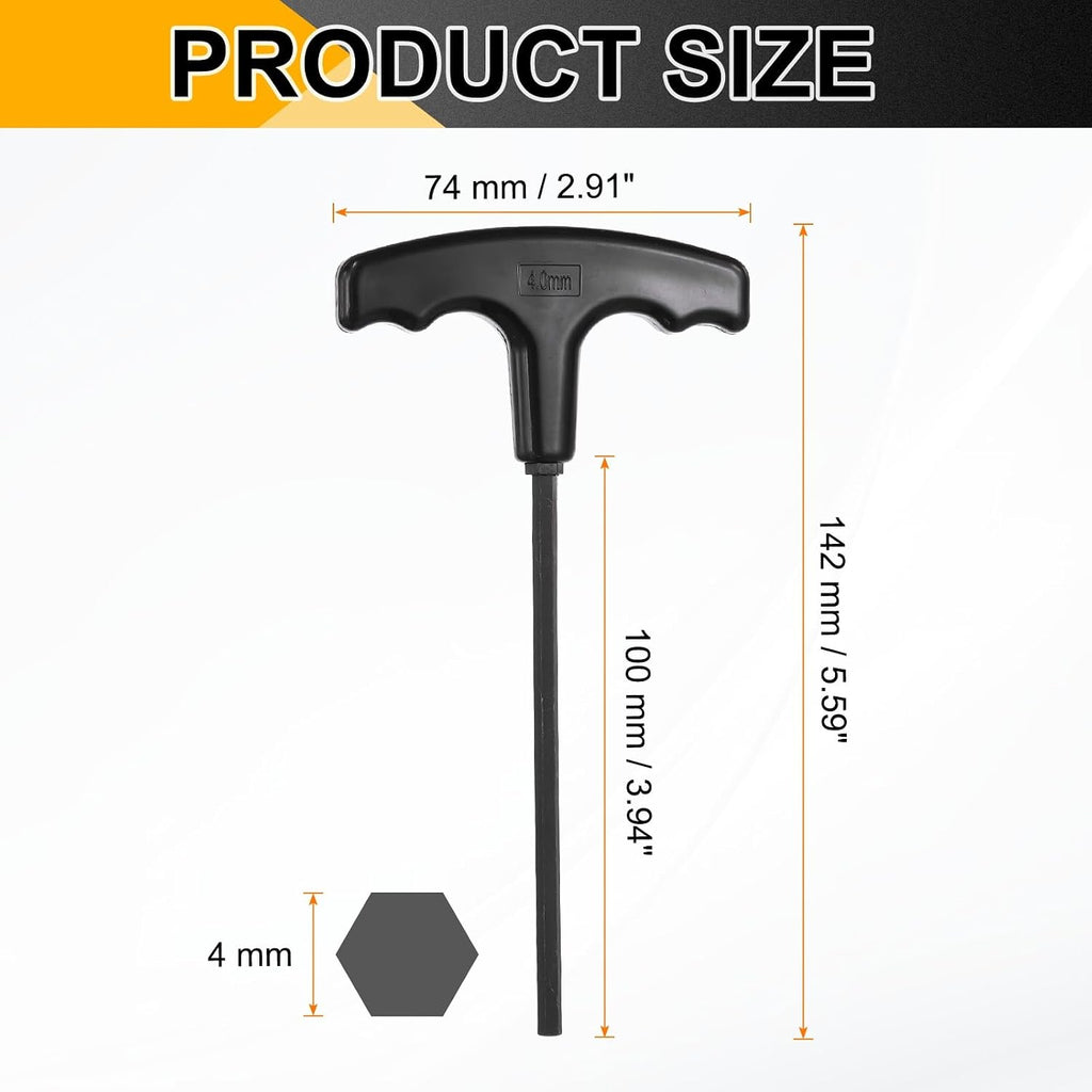 HARFINGTON 10Pcs T-Handle Hex Key Wrench 4mm Metric S2 Steel Long Arm T-Key