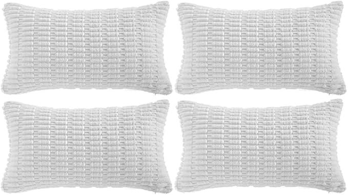 Fancy Homi 4 Packs Pure White Decorative Throw Pillow Covers 16x24 Inch by Fancy+Homi