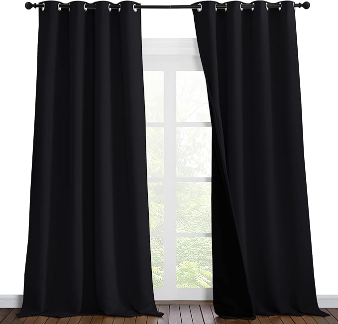 NICETOWN Cold Blocking 100% Blackout Curtains, Durable Black Lined Blackout by NICETOWN