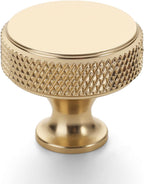 10 Pack Brushed Gold Knurled Cabinet Knobs Round Drawer Pulls