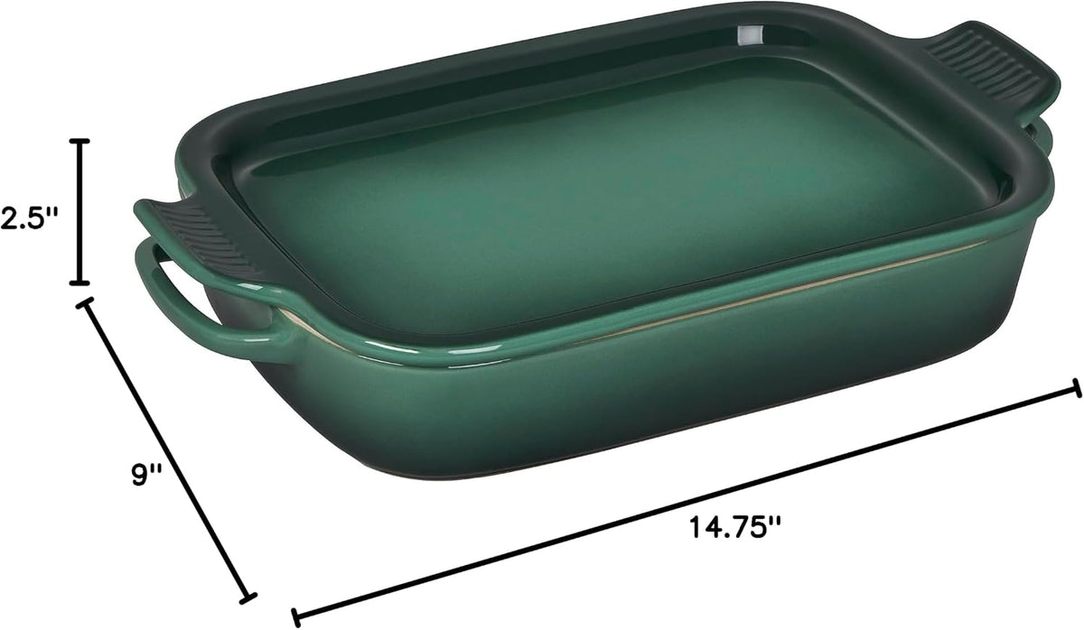 Le Creuset Stoneware Rectangular Dish w/Platter Lid, 14 3/4" x 9",Artichaut