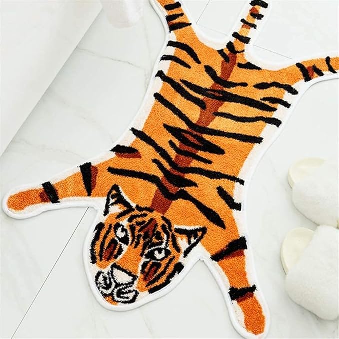 Tiger Print Rug Animal Printed Small Area Rugs Faux Cowhide Skin Leather - Image 3