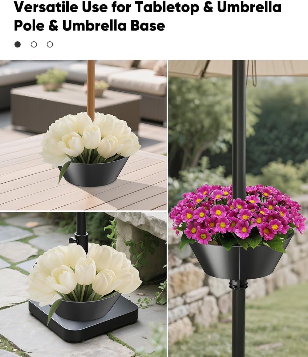 Umbrella Planter for Patio Table, Black