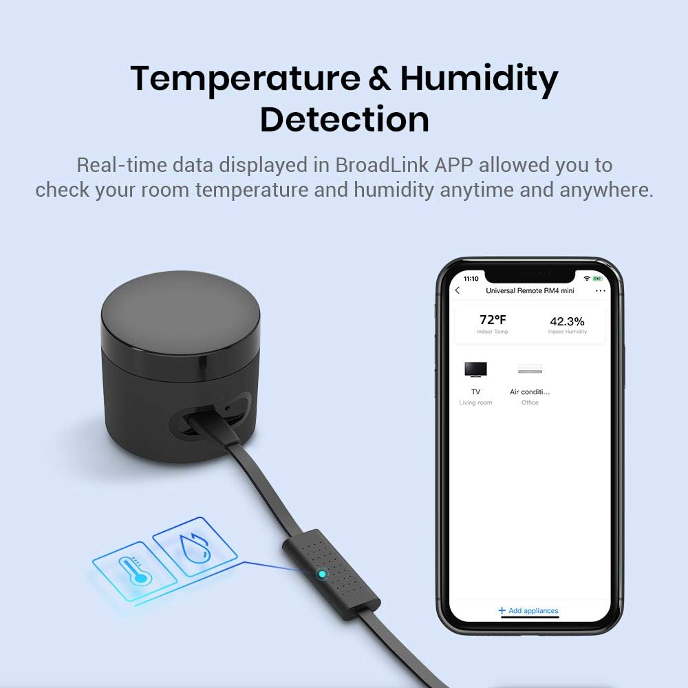 BroadLink RM4 Mini S 2.4G Wi-Fi IR Hub Temp Humidity Sensor USB Cable