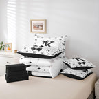 Erosebridal Black Bow Initial K Twin Bedding Set with Sheets - Coquette Ribbon Bows Comforter Set 7 Piece for Girls Kids, Black and White Bow Tie Fitted Flat Sheet, Personalized Bowknot Bed in a Bag