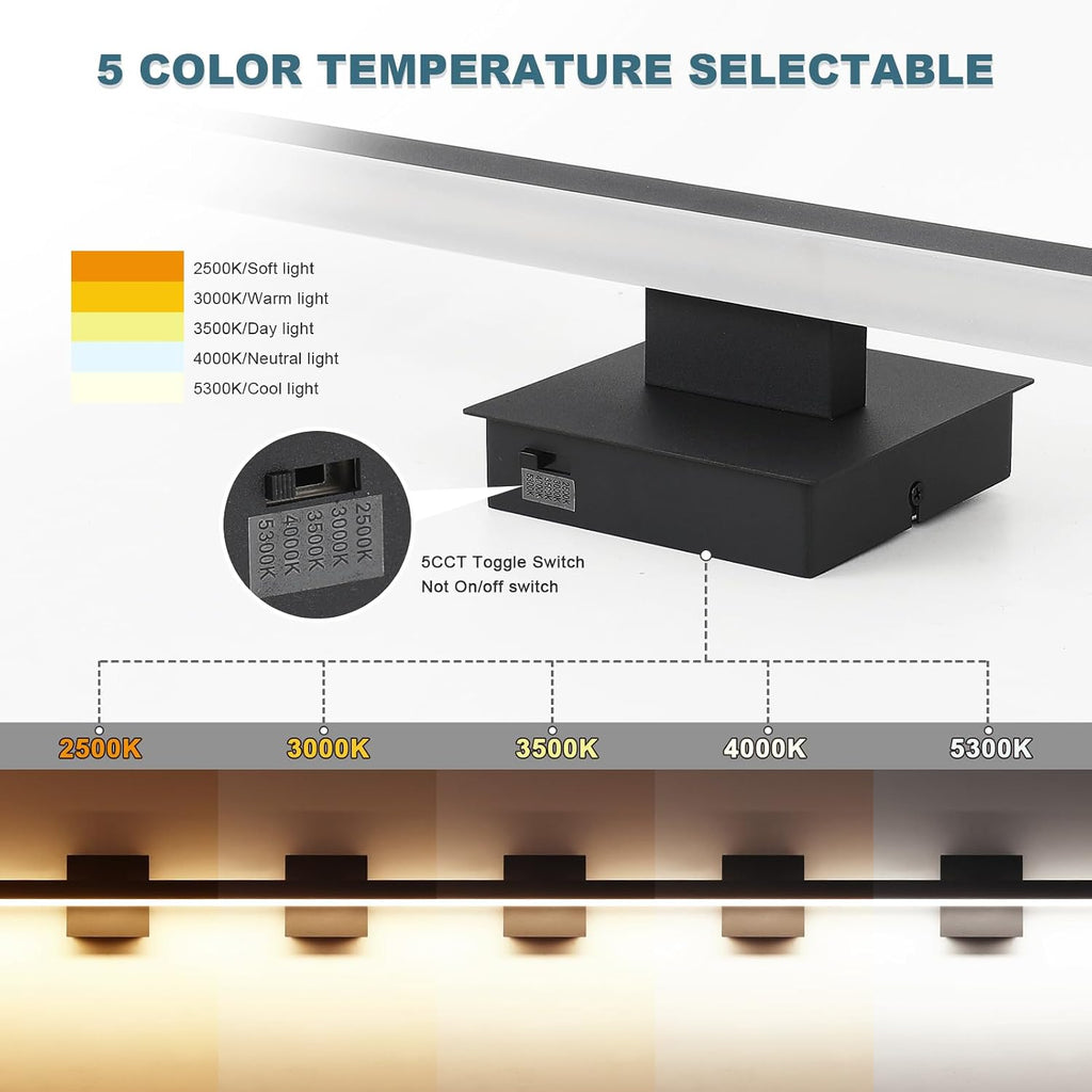 Joossnwell Black Bathroom Vanity Light Fixture Over Mirror 31.5 Inch
