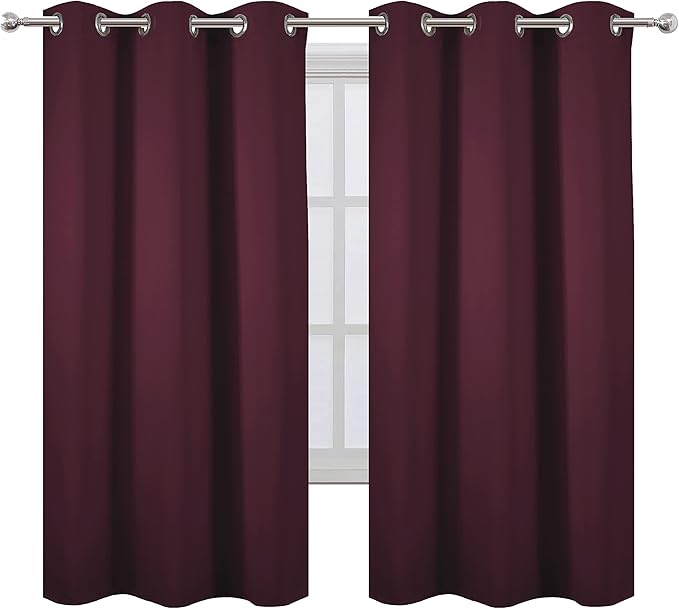 LEMOMO Burgundy Red Blackout Curtains 42 x 63 Inch Length/Set of 2 Curtain - Image 2