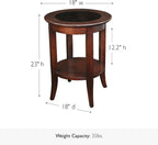 Leick Home Sheldon Round End Table, 18", Chocolate Oak