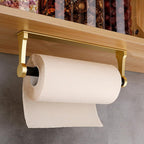 Paper Towel Holder - Self-Adhesive or Drilling, Black, Wall Mounted, Kitchen Roll Dispenser Under Cabinet or Inside Cabinet