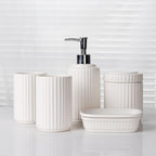 White Bathroom Accessory Set 5PCS, Ceramic Bathroom Accessories Set, Classic Design Bathroom Accessories Sets Complete, Home Apartment Modern Bathroom Decor Vanity Countertop, ANTIS'S HOME
