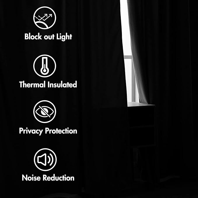 MIULEE Black Velvet Curtains 90 inches 2 Panels - Image 5