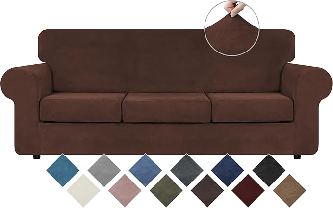 WEERRW 4 Pieces Velvet High Stretch Couch Covers by WEERRW