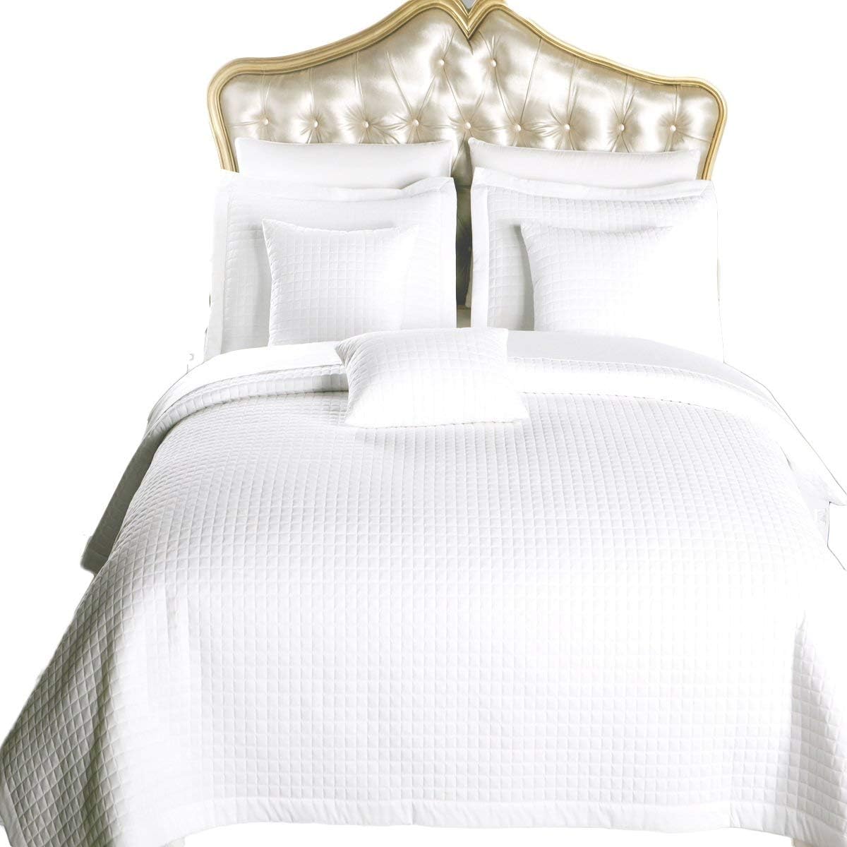Royal Hotel 2PC Twin Extra-Long Coverlet Set – Soft Quilted Checkered Bedspread, Lightweight Filled Quilt, Breathable Plush Bedding