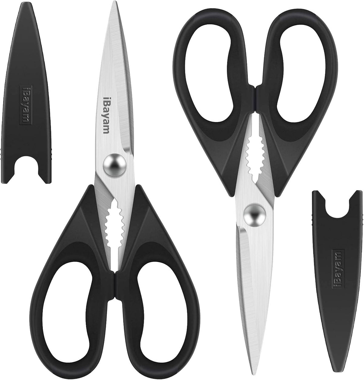 iBayam Black Kitchen Scissors - Heavy Duty Meat & Poultry Shears