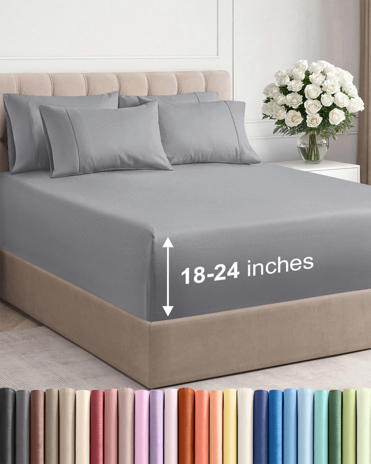 CGK Extra Deep Queen Sheet Set - 6pc Cooling Sheets - Steel Blue