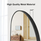 OGCAU 48" x 16" Arched Full Length Mirror Wall Mounted Hanging Mirror Black
