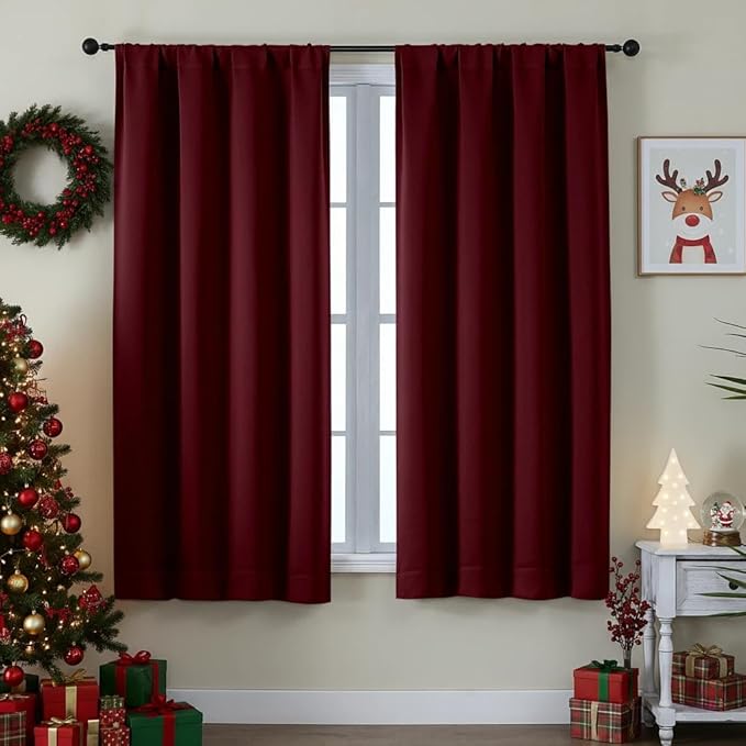 Simplebrand Ava Burgundy Blackout Curtains by Simplebrand