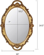 Eaoundm 14.5 x 10 inchs Smallest Oval Antique Mirror (Gold)