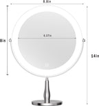 8" Rechargeable Makeup Mirror, 1X/10X Magnifying Vanity Mirror with Light