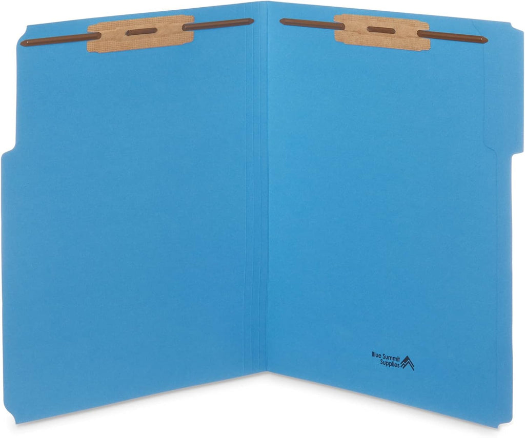 Blue Summit Supplies 50 Assorted Fastener File Folders, Letter, 2 Prong