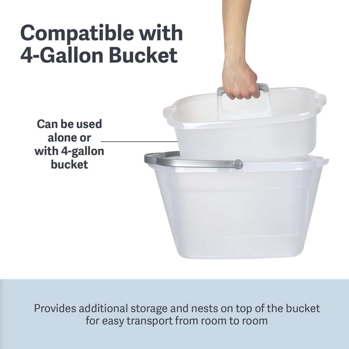 Casabella Plastic Multipurpose Cleaning Storage Caddy with Handle, 1.5-Gallon, Clear