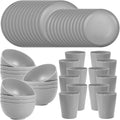 LIYH Grey 48 Pcs Unbreakable Wheat Straw Dinnerware Sets RV Camper BPA