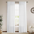 Nanspring White Linen Curtains 84 Inch Length 2 Panels Set by Nanspring