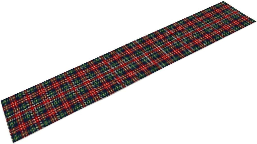 Christmas Plaid Table Runner, Red Green Checkered Tartan Style Print Seasonal Table Runner for Kitchen Dinning Coffee Table Decor Home Party Holiday, 13x90 Inch