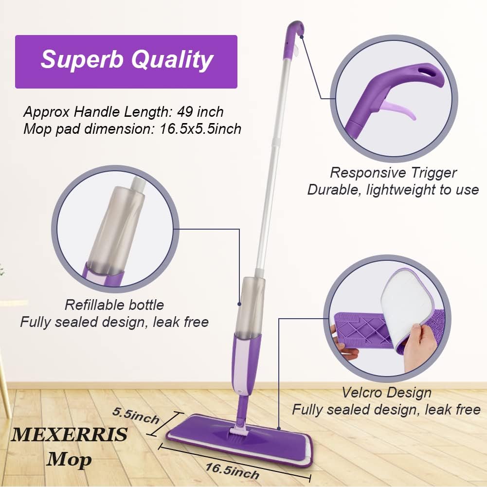 Spray Mops for Floor Cleaning: Hardwood Floor Mop with 2 Bottles Refillable
